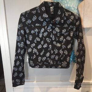 EUC Misfits Iron Fist Fiend Crimson Ghost Women's Sz S Button Down Jean Jacket